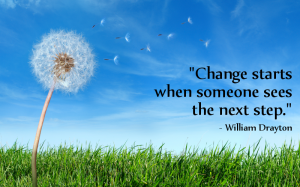"Change starts when someone sees the next step", a quote from William Drayton